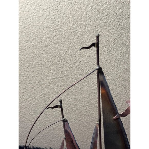 Vintage Copper & Brass Sailing Boat Sculpture With Marble Base - Picture 4 of 9